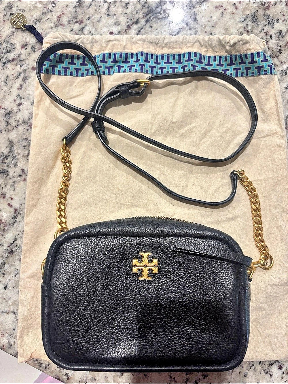 Tory Burch Kira Chevron Small Camera Bag Black
